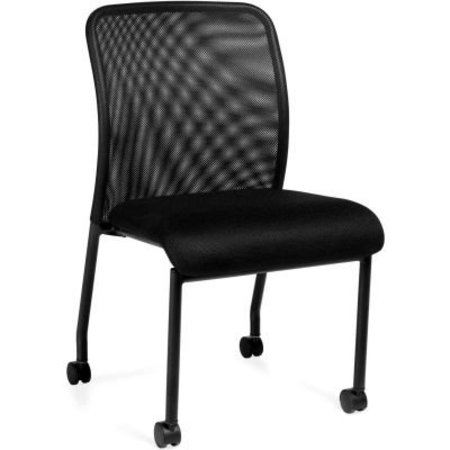 GEC Offices To Go„¢ Armless Mesh Back Guest Chair with Casters - Fabric - Black OTG11761B